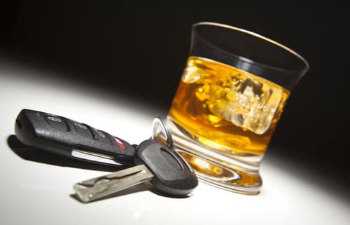 dui in nashville concept, glass and car keys